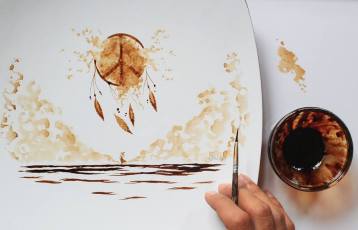 Paints with coffee - by Ghidaq Al Nizar - be artist be art
