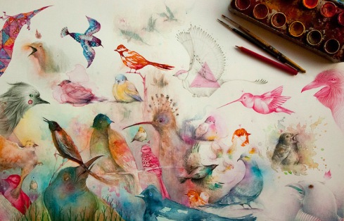 Birds & Bugs Dreamworld - Fantasy Illustration by Vorja Sánchez - be artist be art magazine